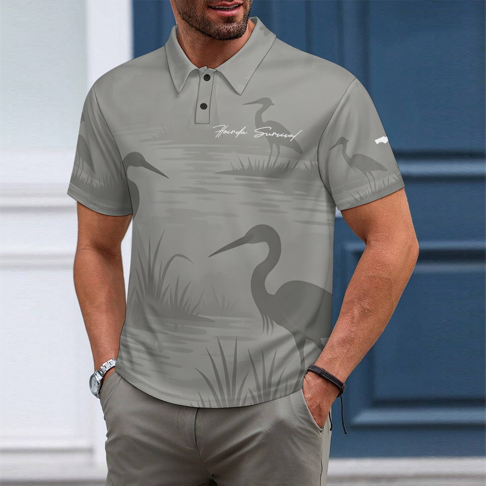 Florida Survival Everglade Veil Collection Men’s Buttoned Polo Shirt