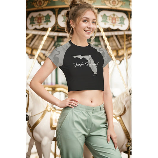Florida Survival Everglade Veil Collection Women's Raglan Cropped T-shirt
