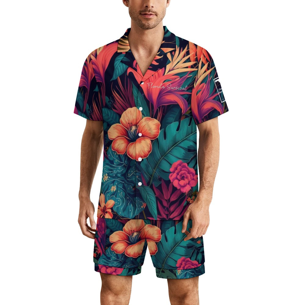 Florida Survival Tropical Garden Collection Ice Silk Pajama Set
