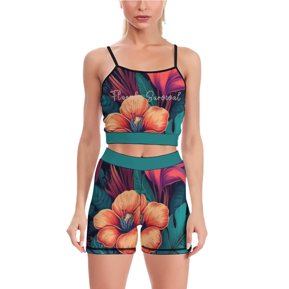 Florida Survival Tropical Garden Collection Women's Two-Piece Yoga Set