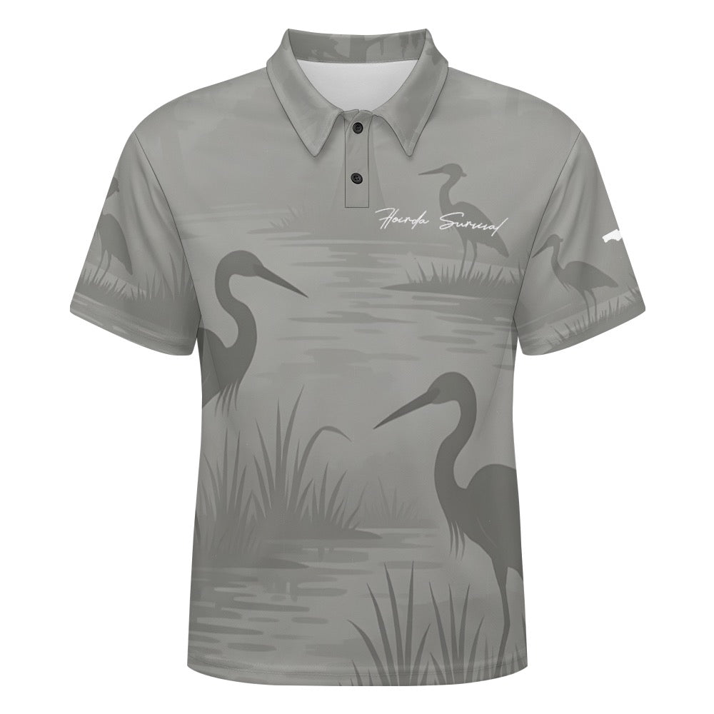 Florida Survival Everglade Veil Collection Men’s Buttoned Polo Shirt
