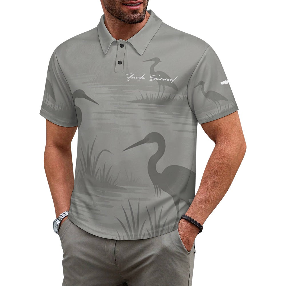 Florida Survival Everglade Veil Collection Men’s Buttoned Polo Shirt