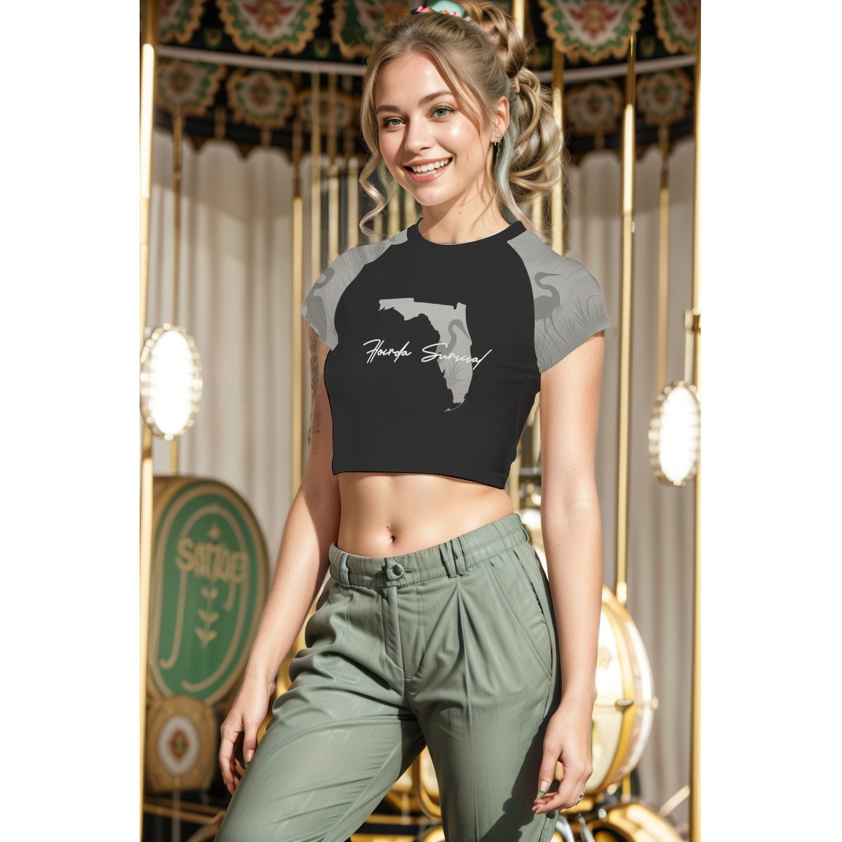 Florida Survival Everglade Veil Collection Women's Raglan Cropped T-shirt