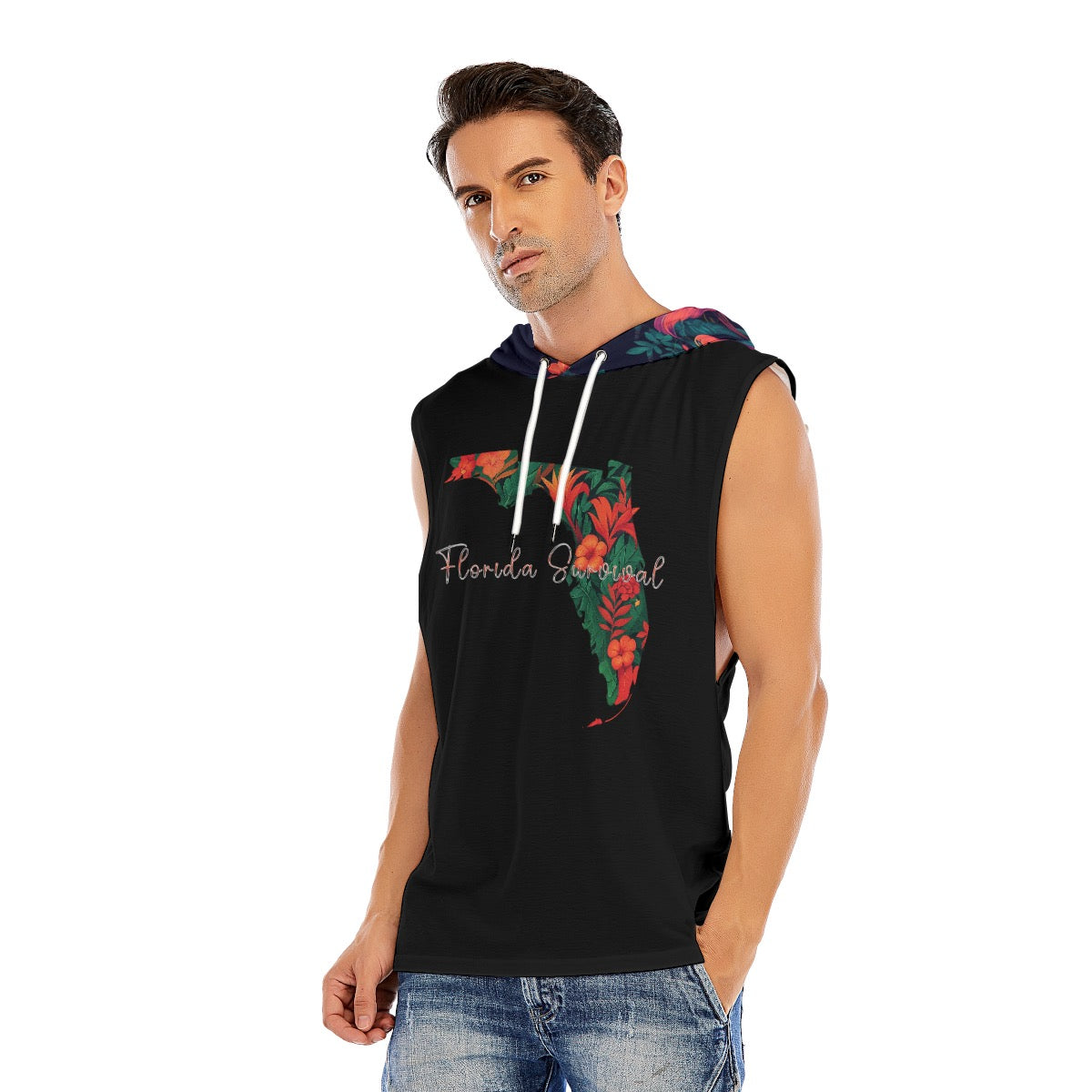 Florida Survival Tropical Garden Collection Men’s Sleeveless Pullover Hoodie