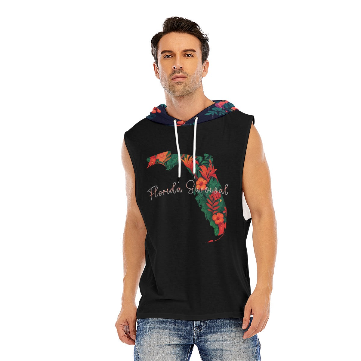 Florida Survival Tropical Garden Collection Men’s Sleeveless Pullover Hoodie