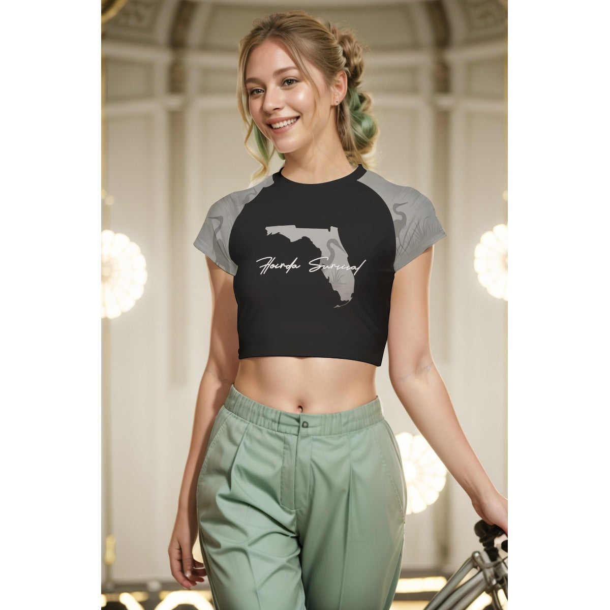 Florida Survival Everglade Veil Collection Women's Raglan Cropped T-shirt