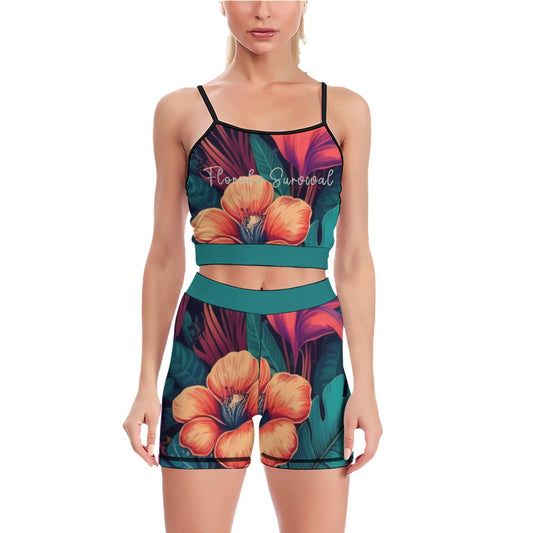 Florida Survival Tropical Garden Collection Women's Two-Piece Yoga Set