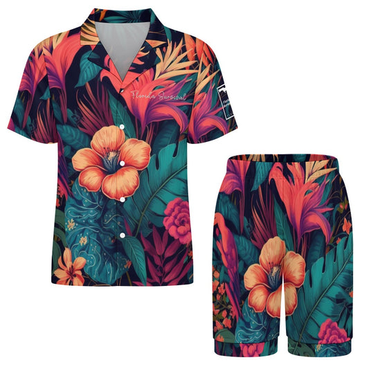 Florida Survival Tropical Garden Collection Ice Silk Pajama Set